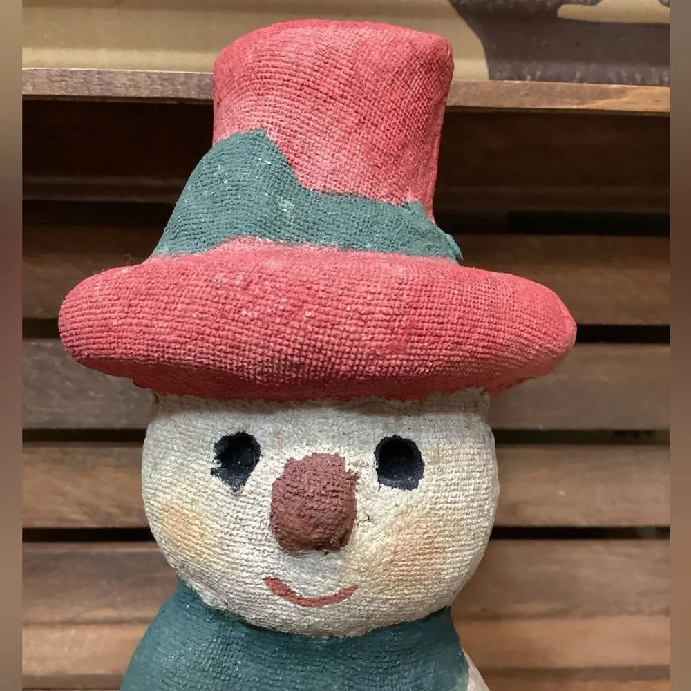 Snowman Stoneware Cloth Covered Hand Painted Christmas Decor 7